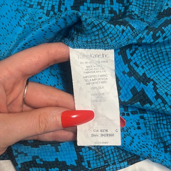 Karen Kane Silk Slip Skirt, Midi Side Slit Snake Print Skirt - Picture 4 of 6